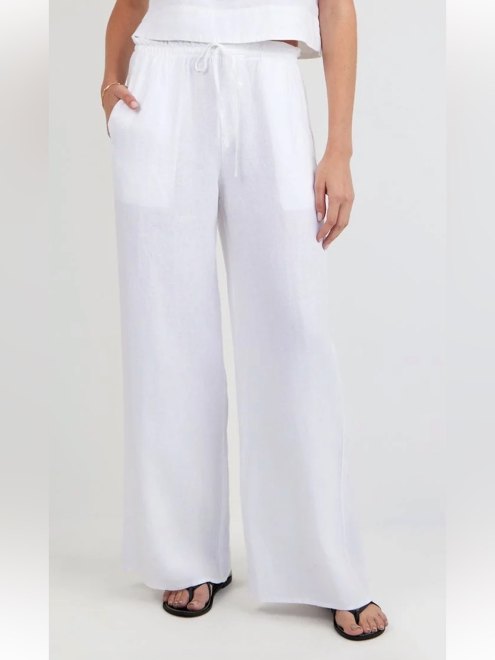 Bella Dahl Wide Leg Linen Tie Waist Pant - Small